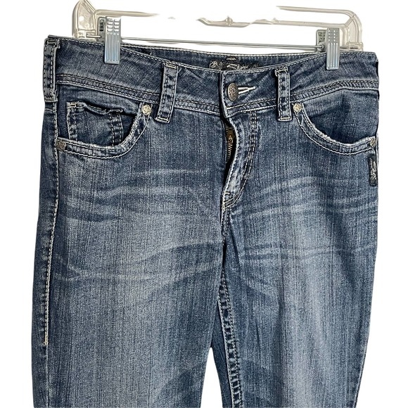 Silver Suki Bootcut Flared Jeans Womens W29/L30 Embroidered Stretch Boot Leg - Picture 3 of 15